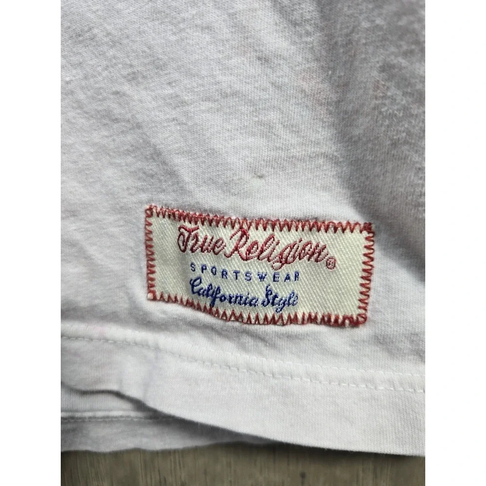 True Religion World Tour Graphic T Shirt‎ XL White Made In USA Brand Jeans Tee
